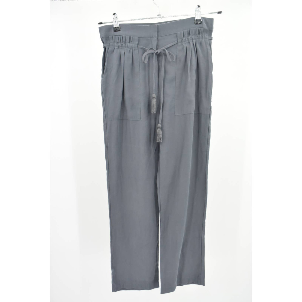 Storia Paper Bag Tie Waist Pants Womens M Gray Wide Leg